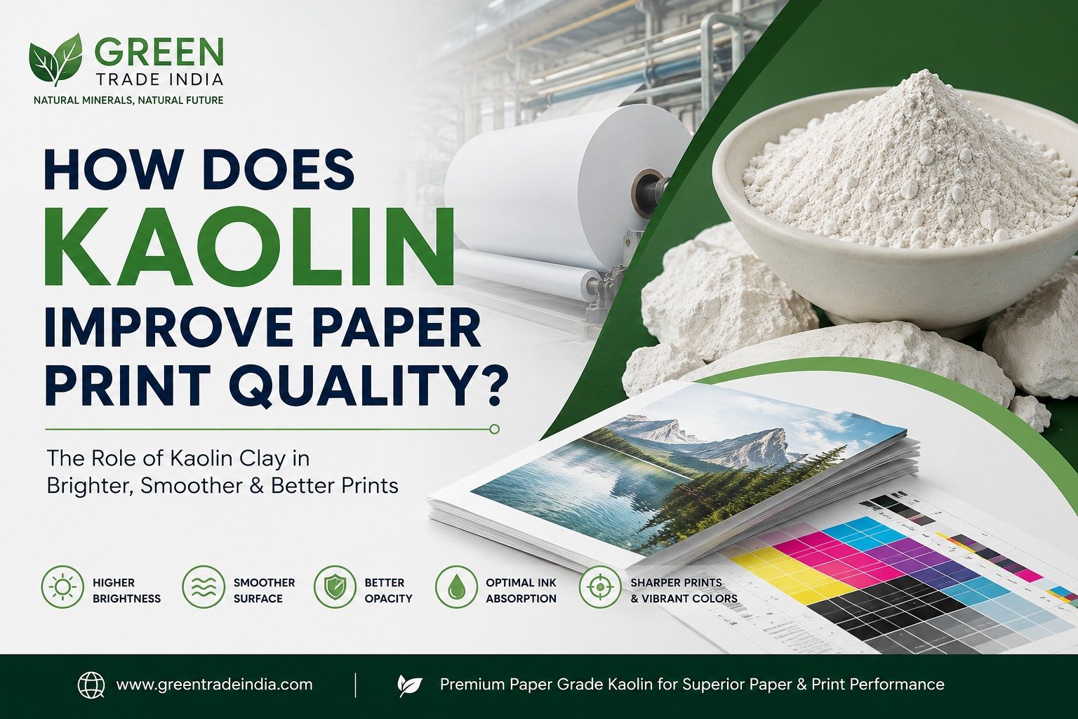 How kaolin clay improves paper print quality - brightness, smoothness and ink absorption